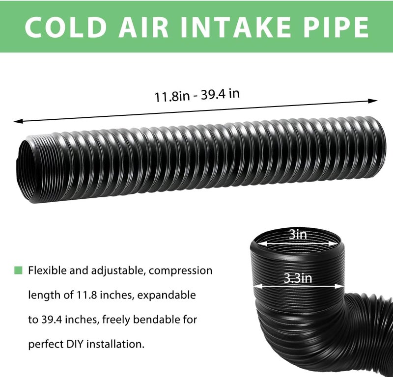 NYTKL 3 Inch Cold Air Intake Pipe, Flexible Car Cold Air Duct Hose Extendable to 39-3/8", Universal Adjustable Automotive Ducting Turbo Intake Inlet Tube Pipe, Car Accessories - Image 2